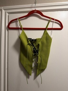 NWT Hera Collection Lime Green Ribbed Lace-Up Cami